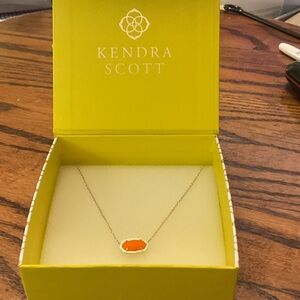 Kendra Scott Elisa Orange Stone Pendant Necklace in Gold-Tone Never Worn Retired